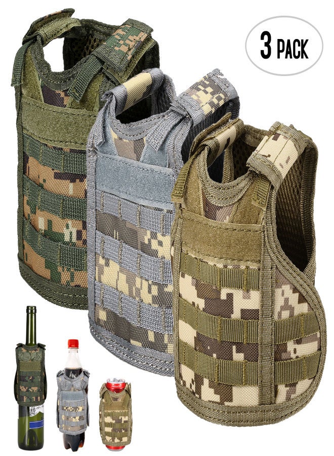 3 Pack Tactical Beer Vest Molle Mini Miniature Beverage Bottle Can Cooler Holder Sleeve - Image 1