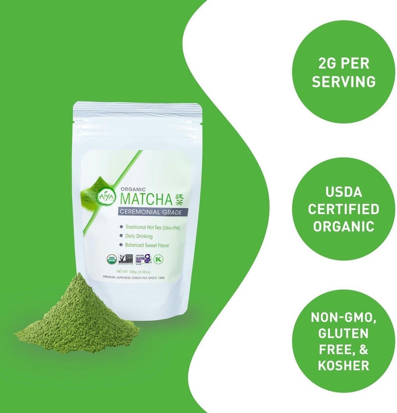 Aiya Organic Ceremonial Matcha Tea - 100g - Image 2