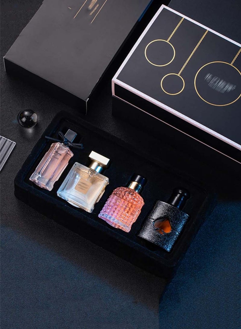 طقم هدايا عطر للنساء، 4 قطع طقم عطر هدايا العطلات لها، عطر زهور منعش طويل الأمد، طقم عطر للسيدات للمواعدة، عيد الميلاد، هدية لصديقة، أو دو بارفان للنساء - Image 1