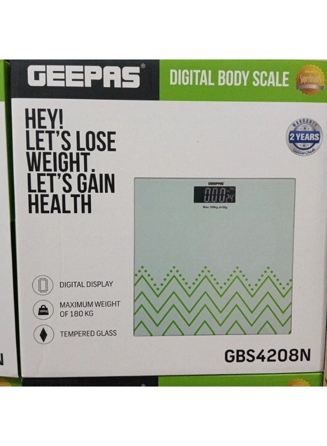 GEEPAS Geepas Digital Body Scale – 180kg Capacity, Tempered Glass, Precision Weight Measurement – Model GBS4208N - Image 2