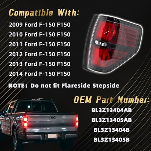 VPIMOZO Brake Tail Light Assembly Compatible With 2009 2010 2011 2012 2013 2014 Ford F150 Rear taillights Pickup Truck Smoked (Driver and Passenger Side) - Image 2