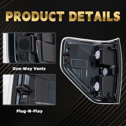 VPIMOZO Brake Tail Light Assembly Compatible With 2009 2010 2011 2012 2013 2014 Ford F150 Rear taillights Pickup Truck Smoked (Driver and Passenger Side) - Image 4