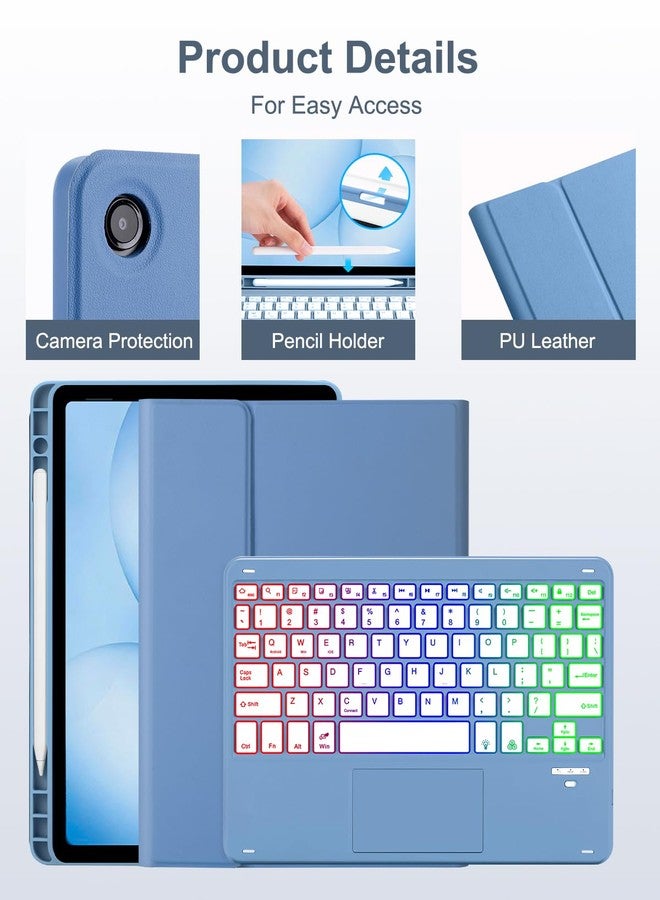 MePadKey Touchpad Keyboard Case for Samsung Galaxy Tab A11 Plus/A9 Plus 2025/2023 11 inch, 7-Color Backlight Type-C Charging Keyboard with Pencil Holder Cover Fit Tablet A11+/A9+ (Blue) - Image 3