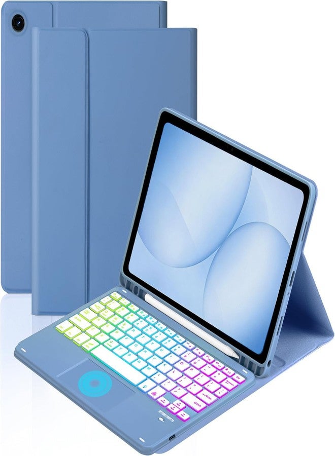 MePadKey Touchpad Keyboard Case for Samsung Galaxy Tab A11 Plus/A9 Plus 2025/2023 11 inch, 7-Color Backlight Type-C Charging Keyboard with Pencil Holder Cover Fit Tablet A11+/A9+ (Blue) - Image 1