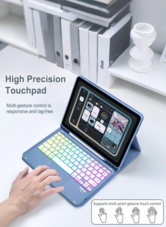 MePadKey Touchpad Keyboard Case for Samsung Galaxy Tab A11 Plus/A9 Plus 2025/2023 11 inch, 7-Color Backlight Type-C Charging Keyboard with Pencil Holder Cover Fit Tablet A11+/A9+ (Blue) - Image 5