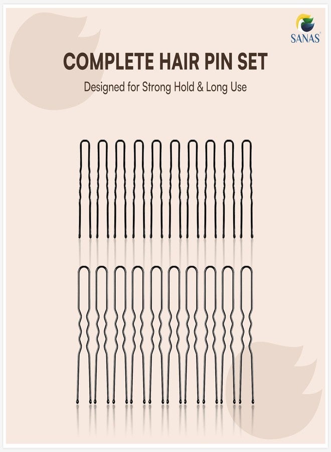 Sanas U Shape Bobby Pins Black (20 Pcs) Hair Pins For Juda Bun Hair Clips For Women & Girls Strong Grip Metal Hair Styling Accessories For Updo Hairstyles (20 Pcs) - Image 4