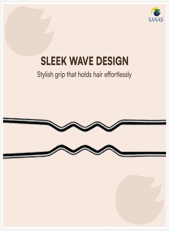 Sanas U Shape Bobby Pins Black (20 Pcs) Hair Pins For Juda Bun Hair Clips For Women & Girls Strong Grip Metal Hair Styling Accessories For Updo Hairstyles (20 Pcs) - Image 3