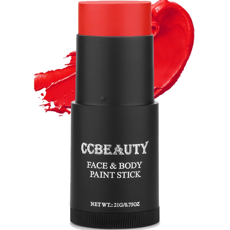 CCBeauty Red Face Body Paint Stick Makeup Creamy Blendable Red Eye Black Grease Foundation Painting Kit Hypoallergenic for Clown Halloween SFX Special Effects Cosplay Costume Parties