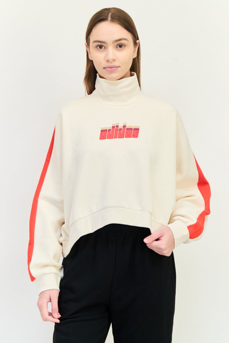 adidas Originals Women Sportswear Fit Long Sleeve Outdoor Sweatshirt, Ivory  - Image 1