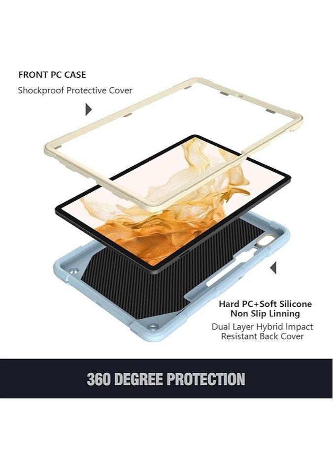 عام غطاء واقٍ من الصدمات بتصميم فراشة مع حامل لجهاز Samsung Galaxy Tab S9 Plus 12.4” 2023 مع حزام كتف لطراز Galaxy Tab S9 Plus 12.4 SM-X810/SM-X816B/SM-X818U - Image 3