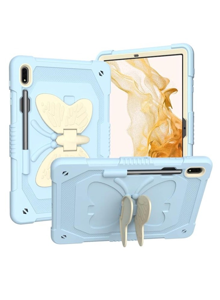 عام غطاء واقٍ من الصدمات بتصميم فراشة مع حامل لجهاز Samsung Galaxy Tab S9 Plus 12.4” 2023 مع حزام كتف لطراز Galaxy Tab S9 Plus 12.4 SM-X810/SM-X816B/SM-X818U - Image 1