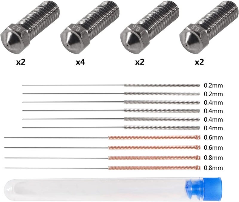 AITIAO 10Pcs Hardened Steel Volcano Nozzle 0.2mm 0.4mm 0.6mm 0.8mm 3D Printer Volcano Nozzle M6 V6 Hotend Printed Head for J-Head Hotend Extruder Parts for 1.75mm filaments - Image 2
