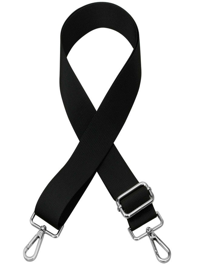 ZANQANO Purse Straps Replacement Crossbody Bag Solid Thick Grosgrain Ribbon (Black,Silver Hardware) - Image 1