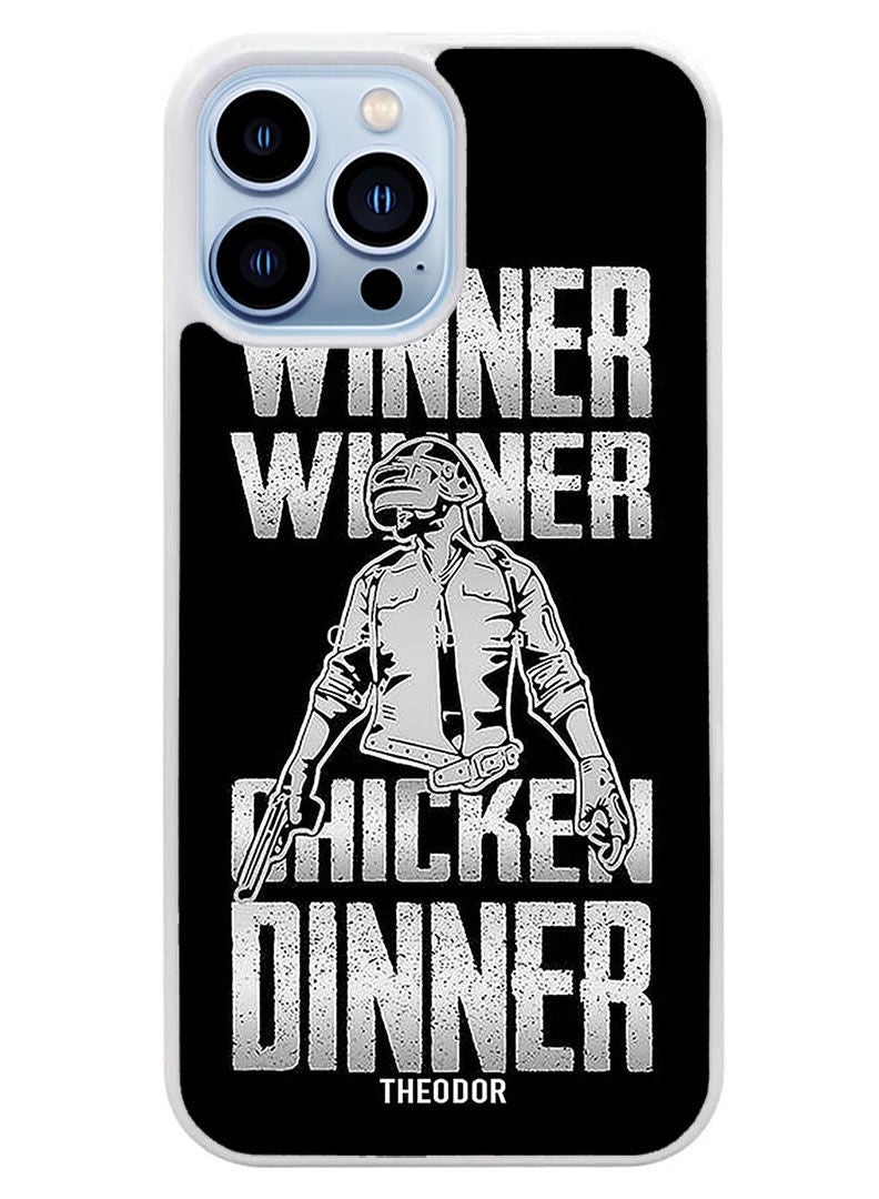 Theodor Protective Case Cover For APPLE IPHONE 14 Pro Winner Winner Chicken Winner (White Bumper) - Image 1