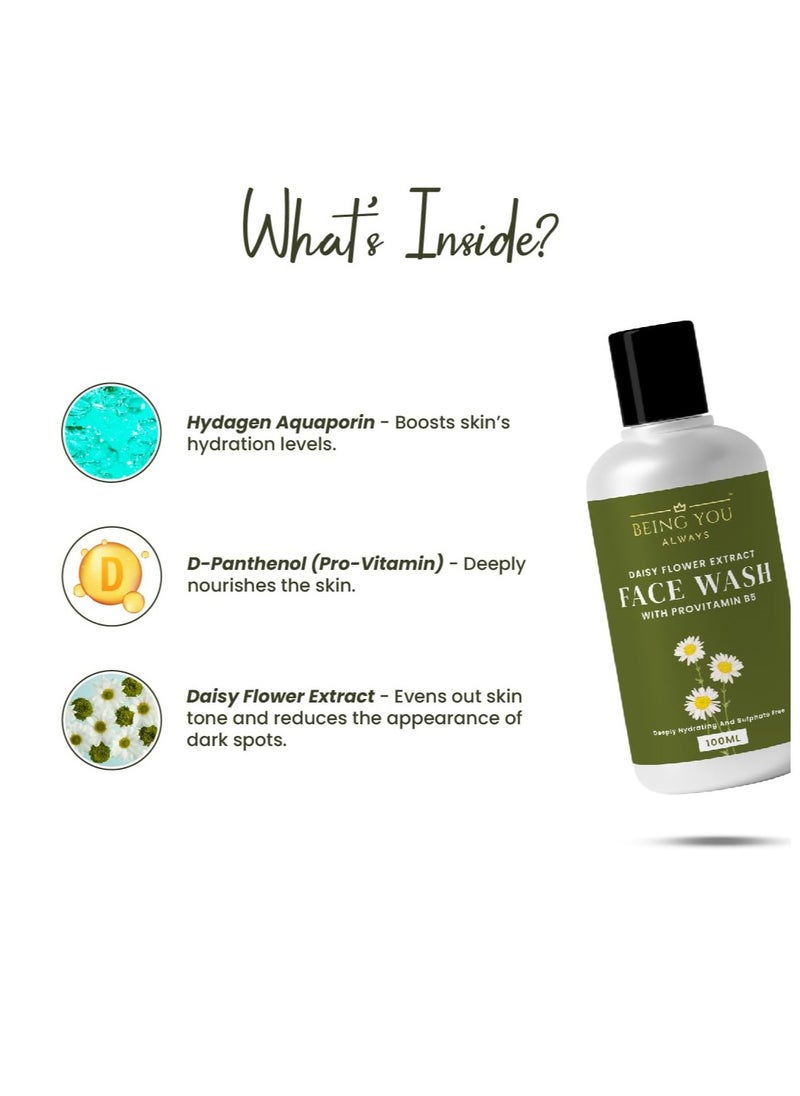 Being You- Always - Daisy Flower Extract Face Wash with Provitamin B5 |All Skin Types| Deeply Hydrating & Sulphate Free - 100 ml - Image 1