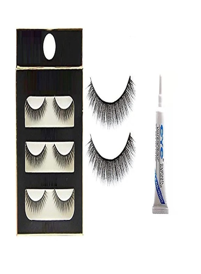 GOLD MAX Black Handmade Natural Thick Long Polyester False Eyelashes with Eye Glue - Image 2