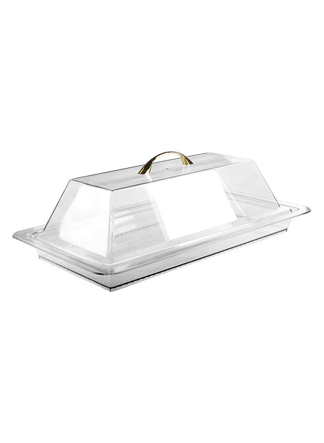Acrylic Cake Server With Lid Clear/Gold 50CM