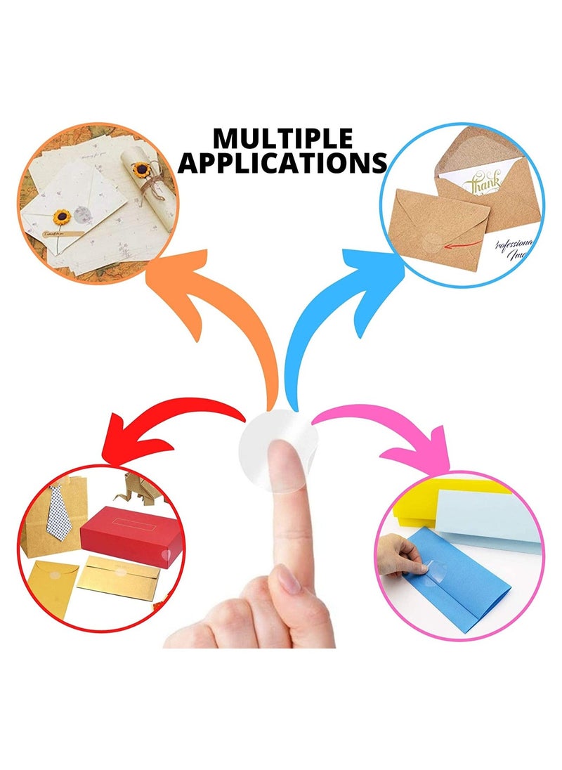 Transparent Seal Stickers Round Clear Sealing Labels Self-Adhesive Envelope Tab Retail Package Seals for Envelopes Wedding Birthday Party Gift Packaging 2000Pcs/4Rolls - Image 2