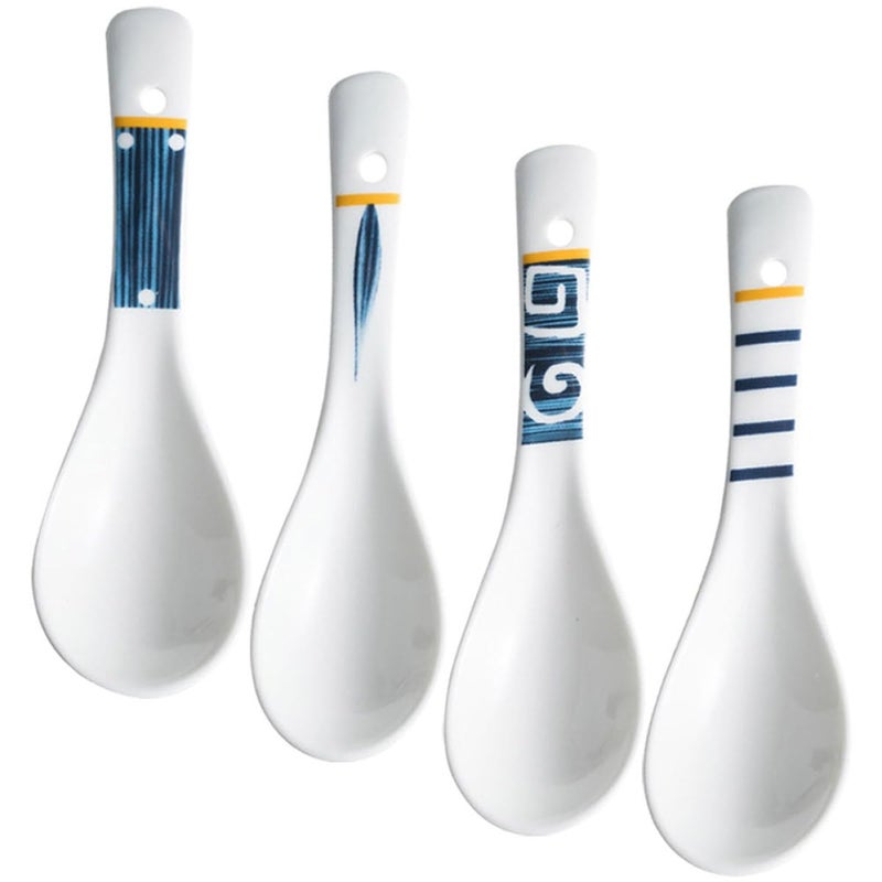 Japanese Style Small Ceramic Soup Spoons Set Of 4 Porcelain Kitchen Spoons For Home And Restaurant Use - Image 2