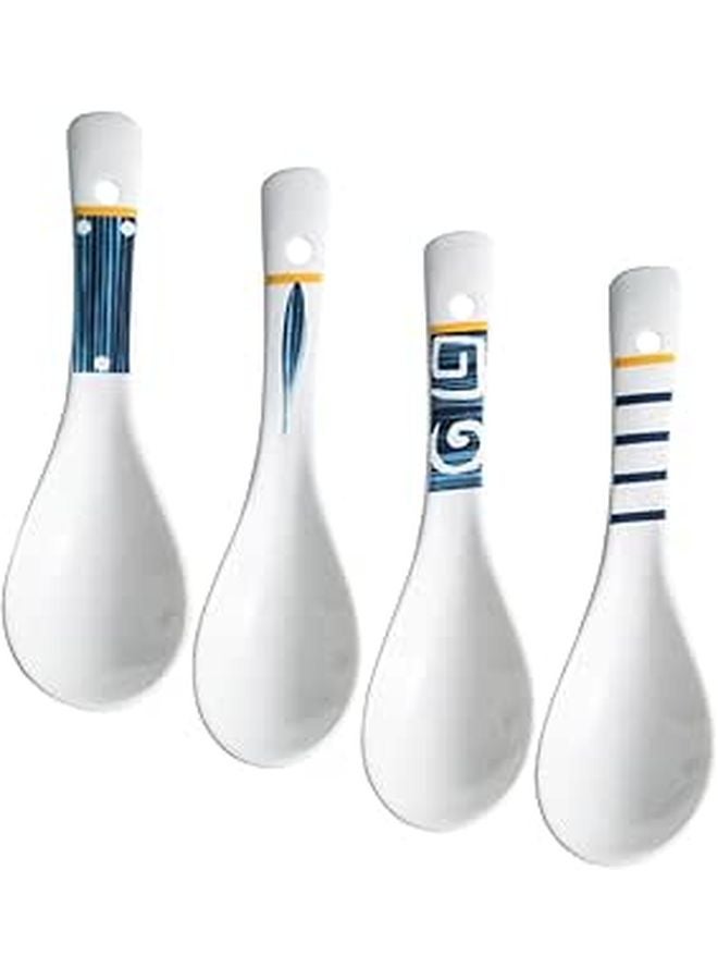 Japanese Style Small Ceramic Soup Spoons Set Of 4 Porcelain Kitchen Spoons For Home And Restaurant Use - Image 1