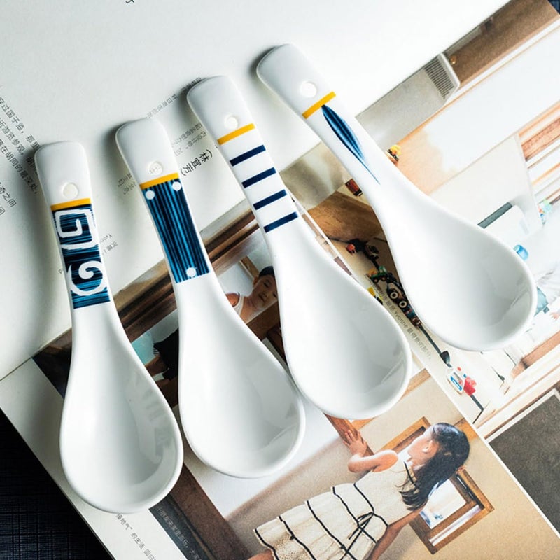 Japanese Style Small Ceramic Soup Spoons Set Of 4 Porcelain Kitchen Spoons For Home And Restaurant Use - Image 5