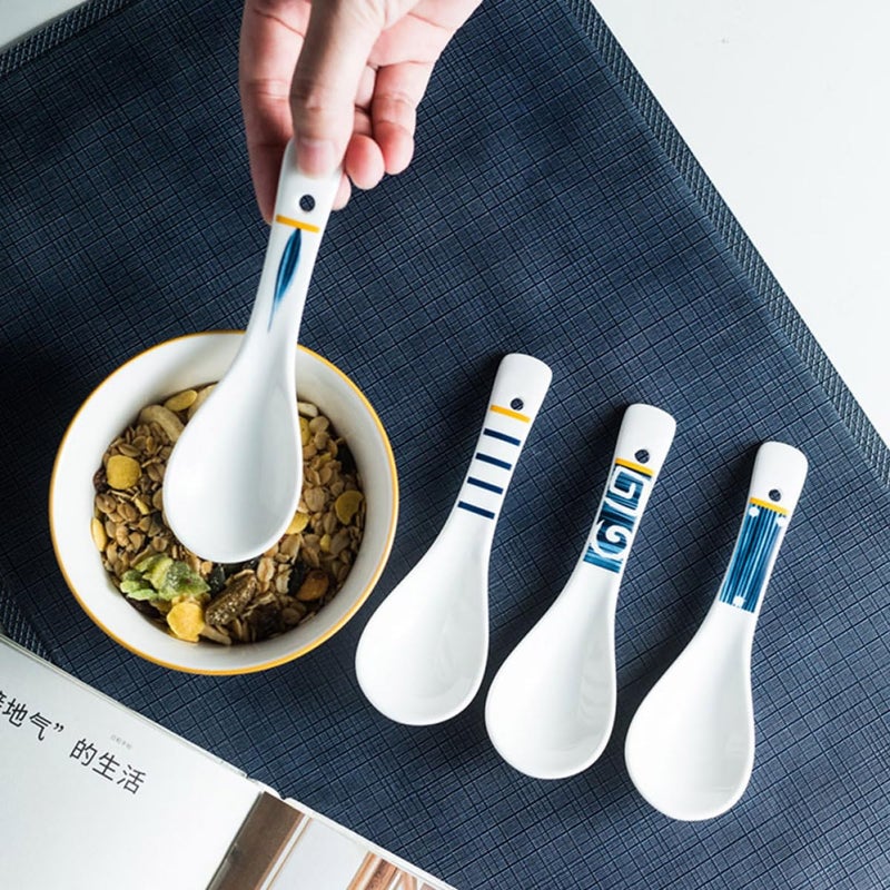 Japanese Style Small Ceramic Soup Spoons Set Of 4 Porcelain Kitchen Spoons For Home And Restaurant Use - Image 4