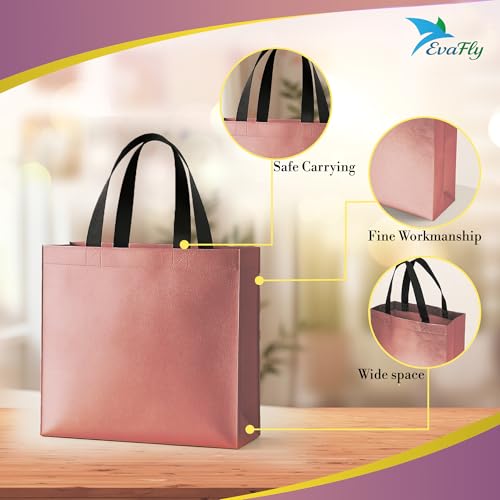 Evafly Gift Bag Medium Size Pack of 20 : L13 x W12 x D4 inch|Resuable Non-Woven Shiny Metallic Laminated|Haldi Return Gifts, Jute Bags for Return Gift,Return Gift For Birthday - Copper - Image 5