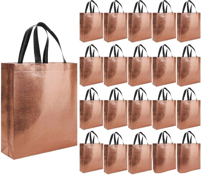 Evafly Gift Bag Medium Size Pack of 20 : L13 x W12 x D4 inch|Resuable Non-Woven Shiny Metallic Laminated|Haldi Return Gifts, Jute Bags for Return Gift,Return Gift For Birthday - Copper - Image 1
