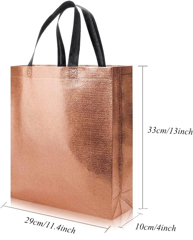 Evafly Gift Bag Medium Size Pack of 20 : L13 x W12 x D4 inch|Resuable Non-Woven Shiny Metallic Laminated|Haldi Return Gifts, Jute Bags for Return Gift,Return Gift For Birthday - Copper - Image 2