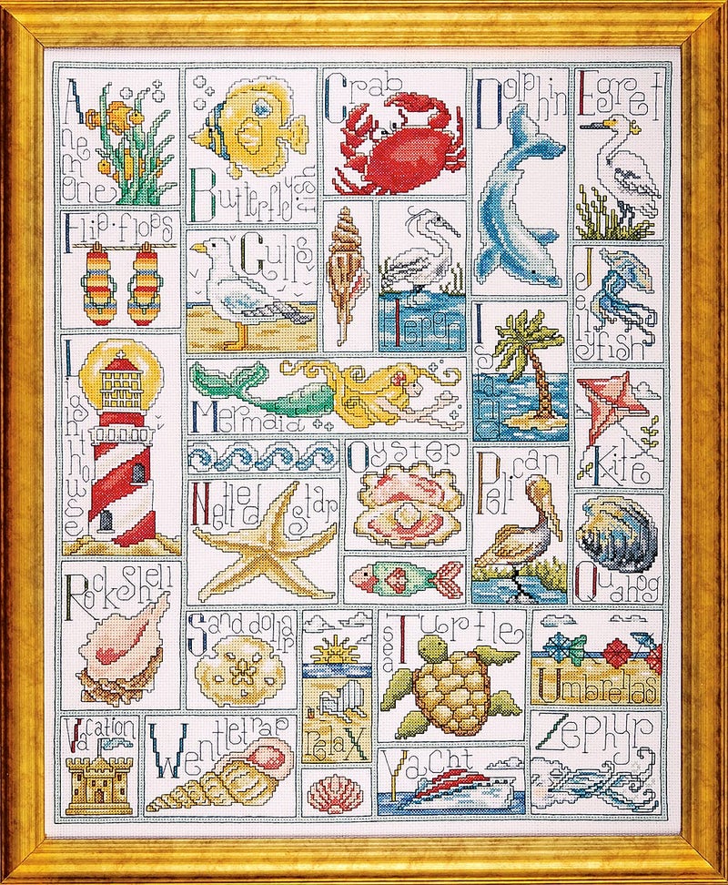 Tobin 14 Count Ocean ABC Counted Cross Stitch Kit, 16 by 20-Inch, 16"x20" 14 Count, By the yard - Image 1