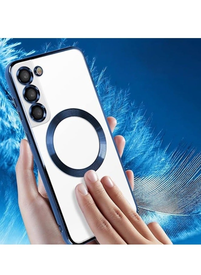 MIGOFAST Magnetic Clear Case for Samsung Galaxy S24 Plus with Camera Lens Protector Magsafe Compatible Electroplated Soft TPU Shockproof Case for Galaxy S24 Plus  Blue - Image 1