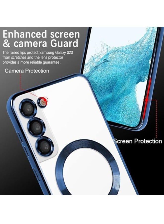 MIGOFAST Magnetic Clear Case for Samsung Galaxy S24 Plus with Camera Lens Protector Magsafe Compatible Electroplated Soft TPU Shockproof Case for Galaxy S24 Plus  Blue - Image 2