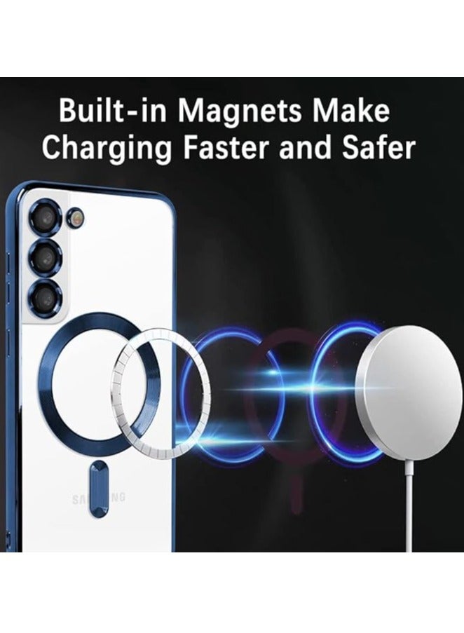 MIGOFAST Magnetic Clear Case for Samsung Galaxy S24 Plus with Camera Lens Protector Magsafe Compatible Electroplated Soft TPU Shockproof Case for Galaxy S24 Plus  Blue - Image 3
