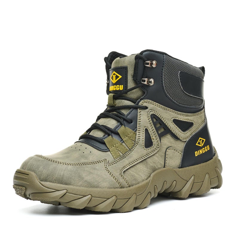 DINGGU Steel Toe Boots for Men Safety Work Boots Comfortableï¼ŒIndestructible Industrial & Construction Shoes Mens Composite Toe Boots Green 10.5 - Image 1