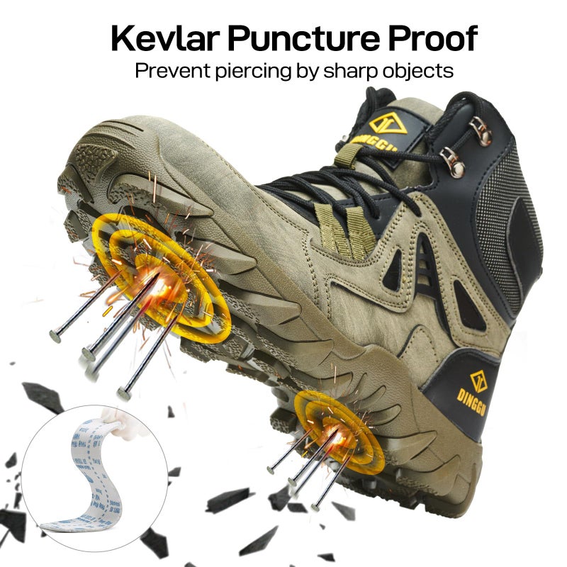 DINGGU Steel Toe Boots for Men Safety Work Boots Comfortableï¼ŒIndestructible Industrial & Construction Shoes Mens Composite Toe Boots Green 10.5 - Image 5