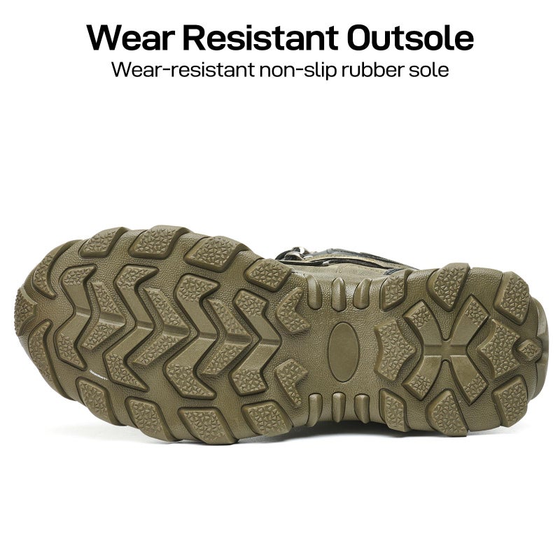 DINGGU Steel Toe Boots for Men Safety Work Boots Comfortableï¼ŒIndestructible Industrial & Construction Shoes Mens Composite Toe Boots Green 10.5 - Image 4