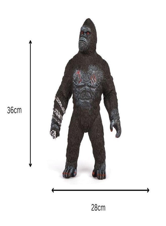 DTR Creation Roaring Gorilla Toy - 36cm Tall, Rubber Material, Realistic Action Figure with Battle Scars and Chain Details for Kids- Black - Image 3