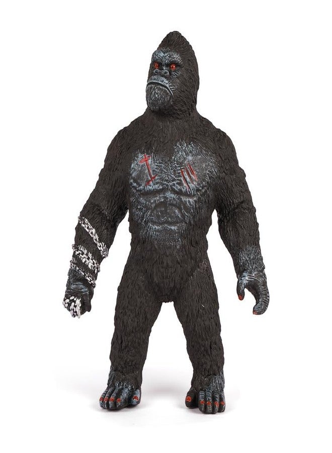 DTR Creation Roaring Gorilla Toy - 36cm Tall, Rubber Material, Realistic Action Figure with Battle Scars and Chain Details for Kids- Black - Image 1