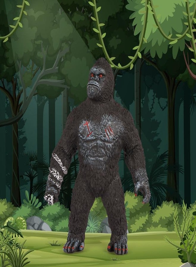 DTR Creation Roaring Gorilla Toy - 36cm Tall, Rubber Material, Realistic Action Figure with Battle Scars and Chain Details for Kids- Black - Image 2
