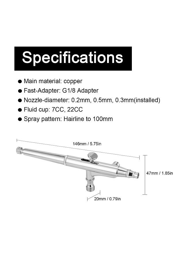 Professional Airbrush Set for Model Making Art Painting with G1/8 Adapter Wrentch 2 Fluid Cups 2Needles 2 Nozzles  - Image 4