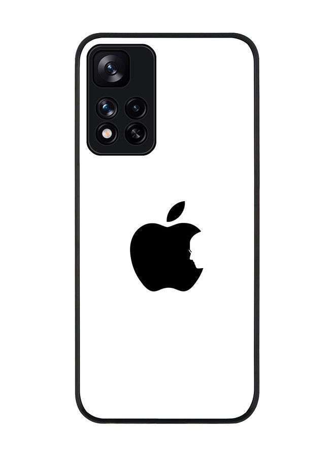 Stylizedd Rugged Black edge case for Redmi Note 11 Pro Plus 5G Slim fit Soft Case Flexible Rubber Edges Anti Drop TPU Gel Thin Cover - Steve's Apple - White - Image 1