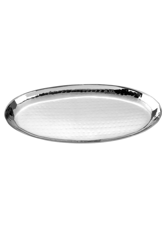 FNS FNS Stainless Steel Oval Hammered Finish Deep Platter Ideal Tray for Parties Holidays & BBQ’s  - Image 4