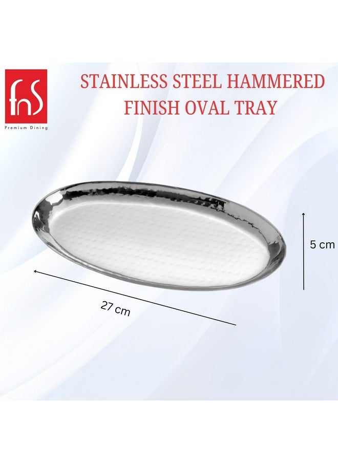 FNS FNS Stainless Steel Oval Hammered Finish Deep Platter Ideal Tray for Parties Holidays & BBQ’s  - Image 3