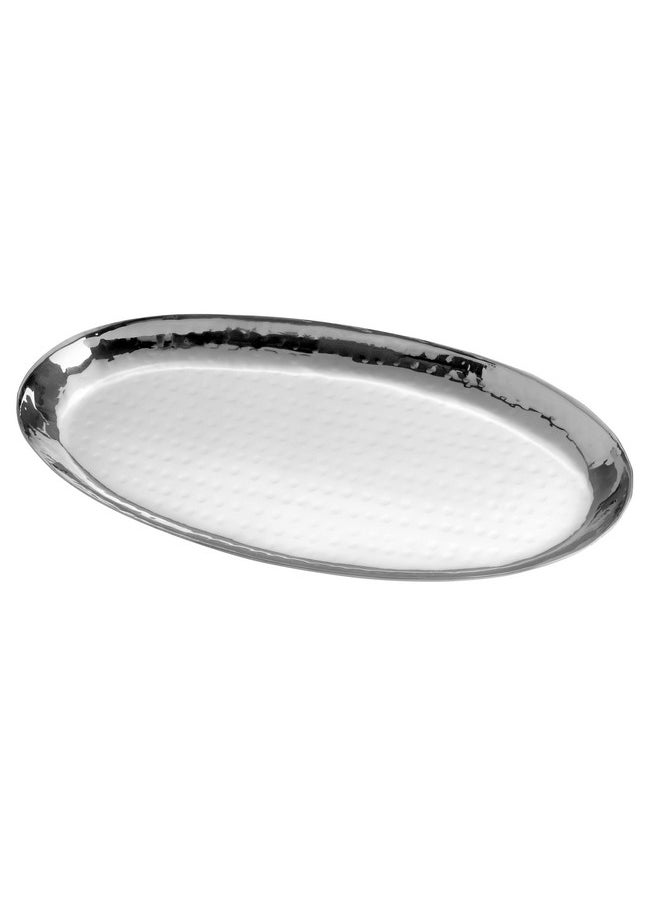 FNS FNS Stainless Steel Oval Hammered Finish Deep Platter Ideal Tray for Parties Holidays & BBQ’s  - Image 1