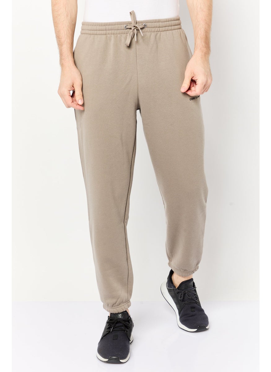 Core Elements Men Brand Logo Jogger Pants, Taupe  - Image 1