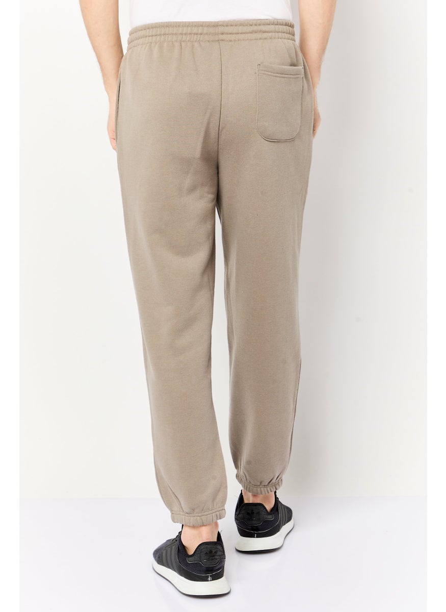 Core Elements Men Brand Logo Jogger Pants, Taupe  - Image 4