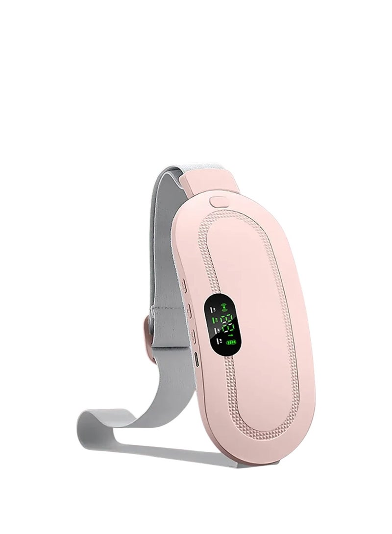 Portable Electric Heating Belt for Menstrual Pain Relief with 3 Heat Levels 4 Vibration Modes LED Display USB Rechargeable Adjustable Elastic Strap Soft Breathable Comfortable Design_ Menstrual Pain Relief Belt – Abdominal Massage Belt for Menstrual Cramps - Image 3