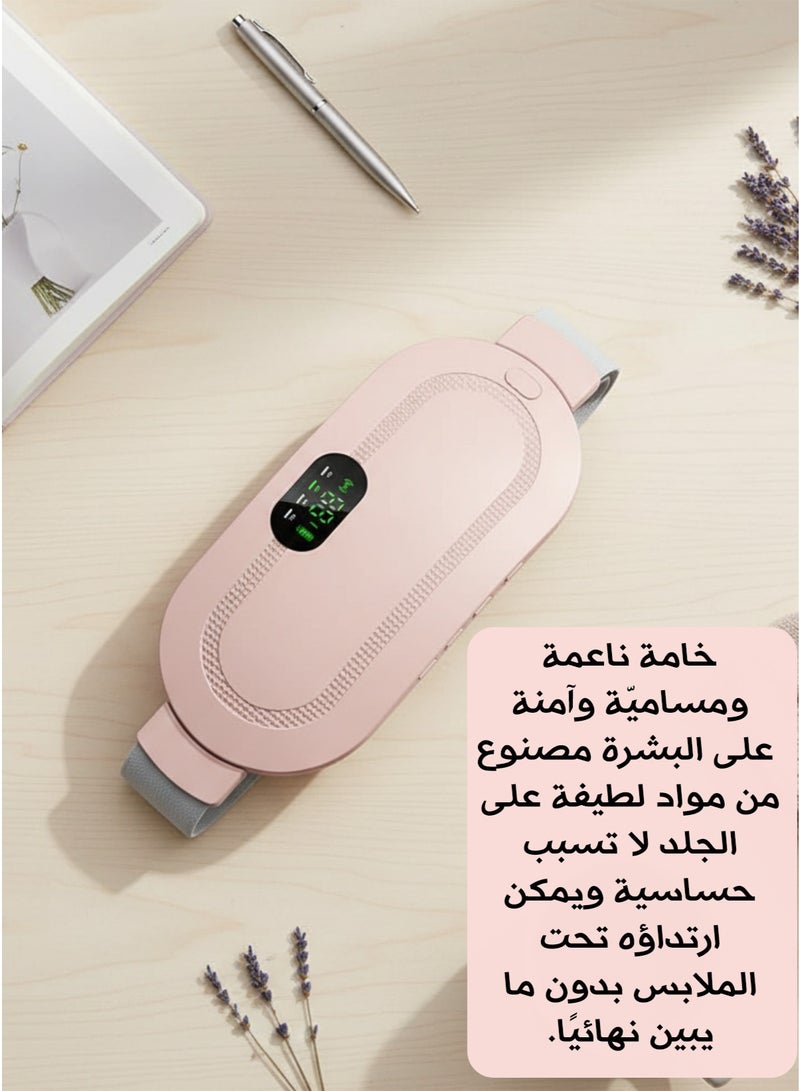 Portable Electric Heating Belt for Menstrual Pain Relief with 3 Heat Levels 4 Vibration Modes LED Display USB Rechargeable Adjustable Elastic Strap Soft Breathable Comfortable Design_ Menstrual Pain Relief Belt – Abdominal Massage Belt for Menstrual Cramps - Image 2