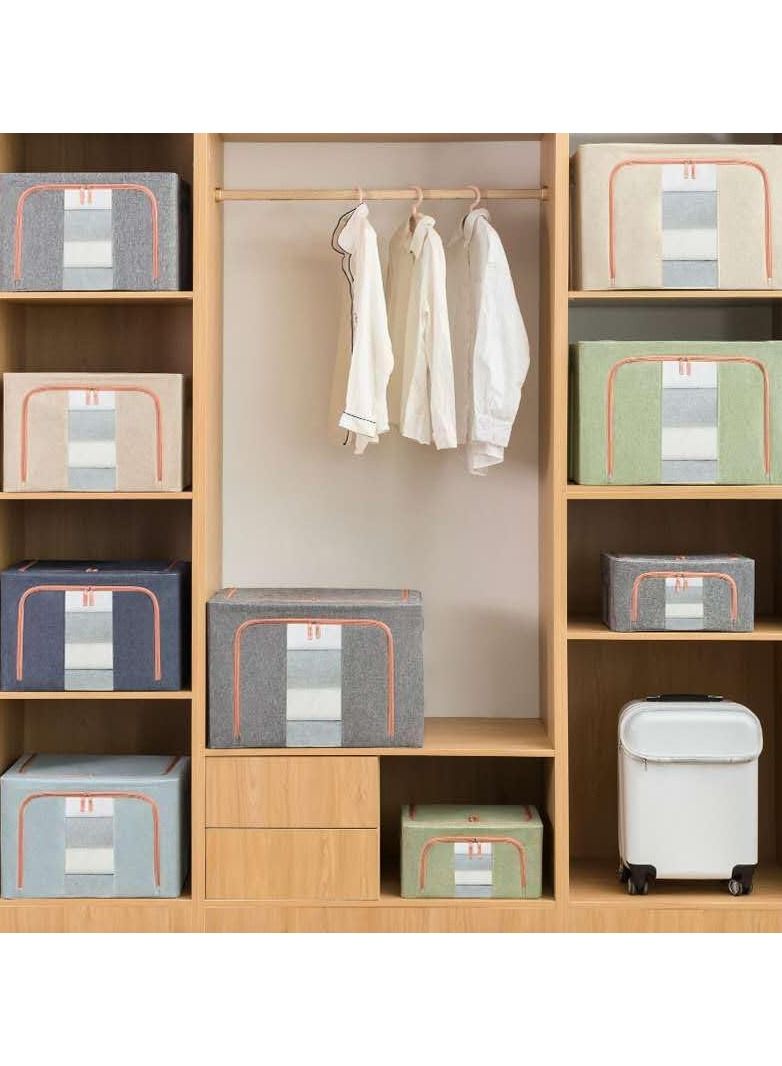 Clothes Fabric Storage Box, Large Folding Storage Box, Large Capacity Clothes Storage Bags (Blue) - Image 4