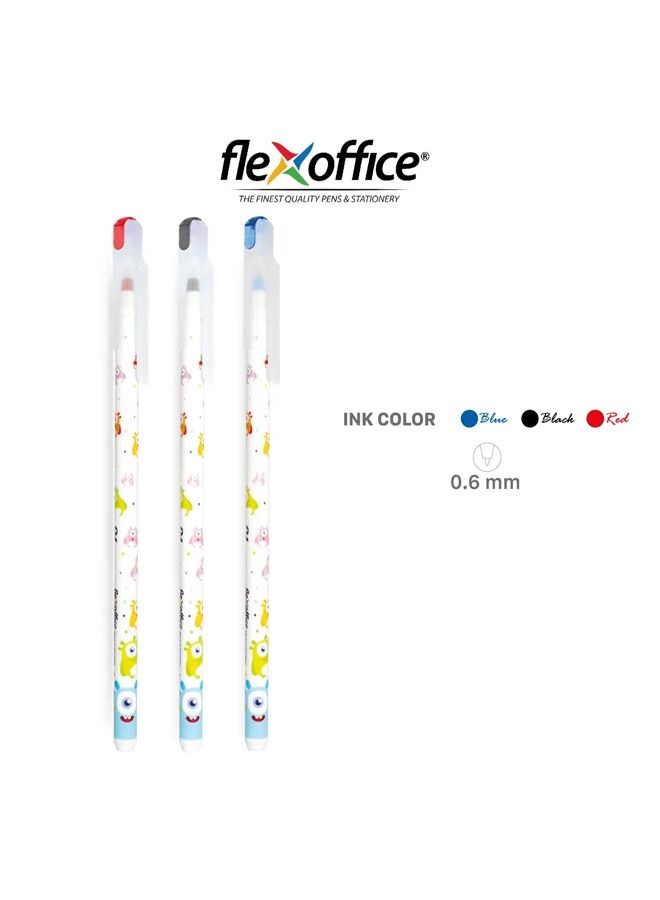 FLEXOFFICE High Quality Modern Style Cute & Novelty Plastic Pen Multi-colored Office & School Pen Blue Monstar FO-047 Ballpoint Pen - Image 4